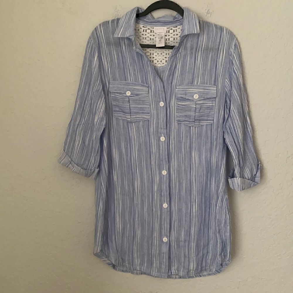 Dotti Cotton Stripe Top Shirt Mini Dress Size M